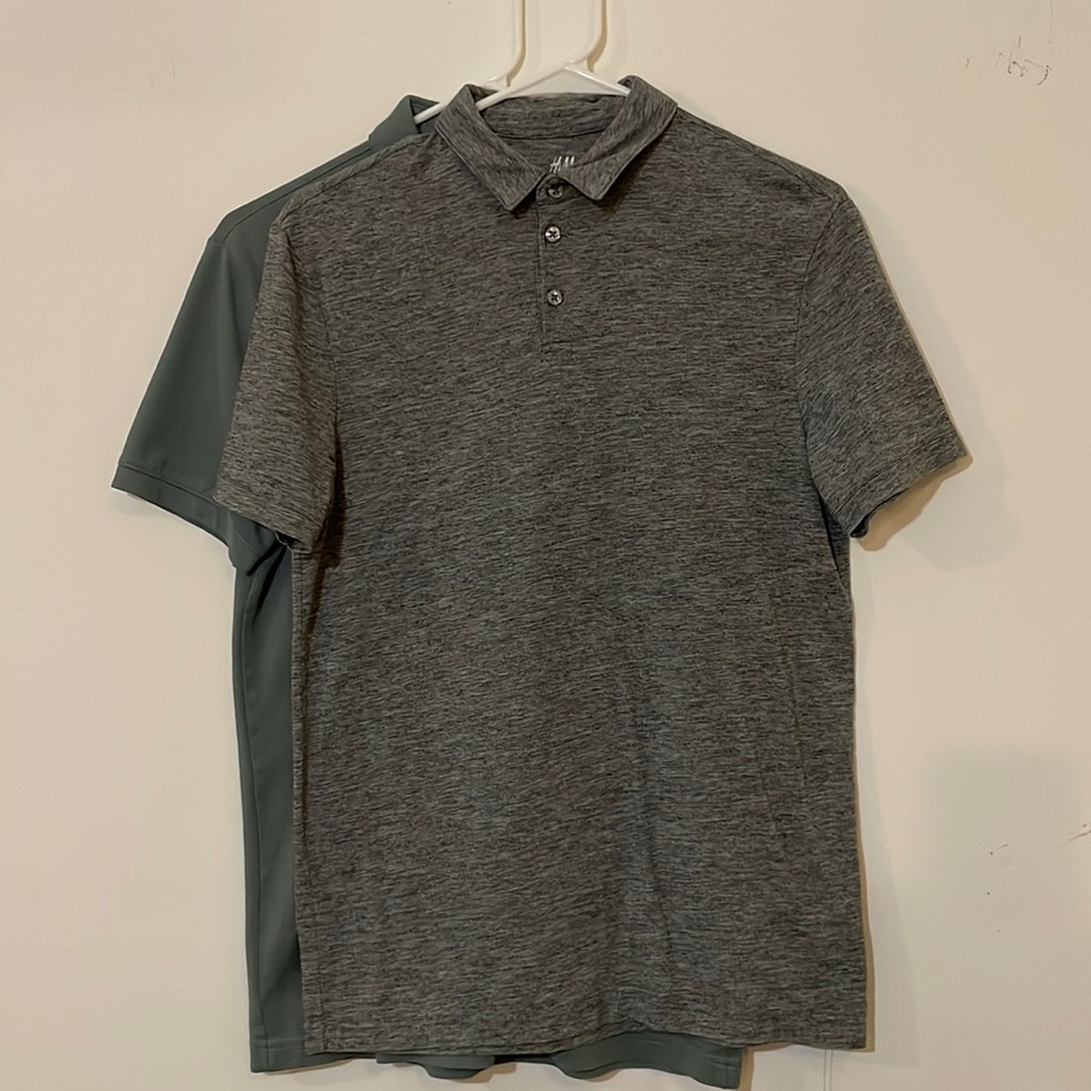 H&M COOLMAX Slim Fit Polo - Double Pack Mint & Heathered